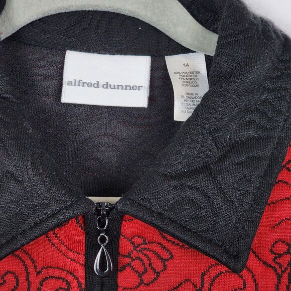 Alfred Dunner Quilted Butterfly Red Zip Up Jacket Size 14 - Picture 8 of 11